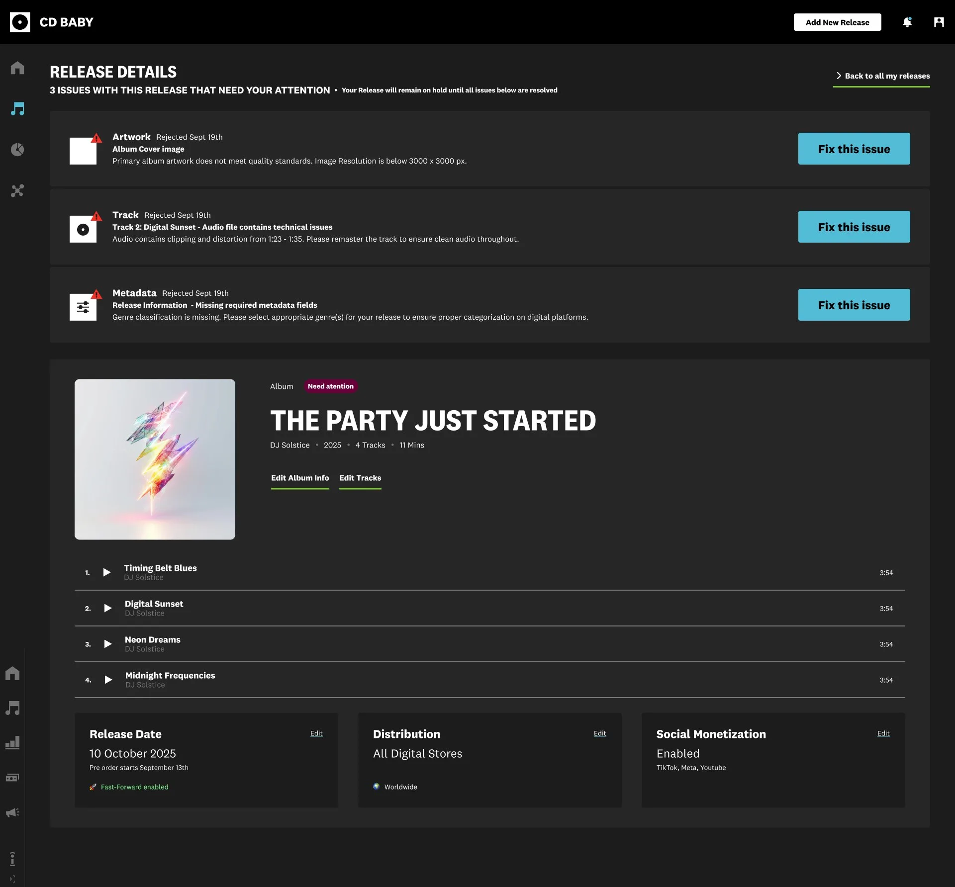 CD Baby: cdba issues