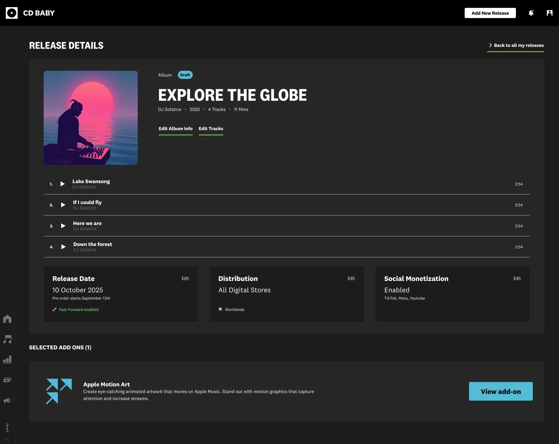CD Baby: Release with add-ons