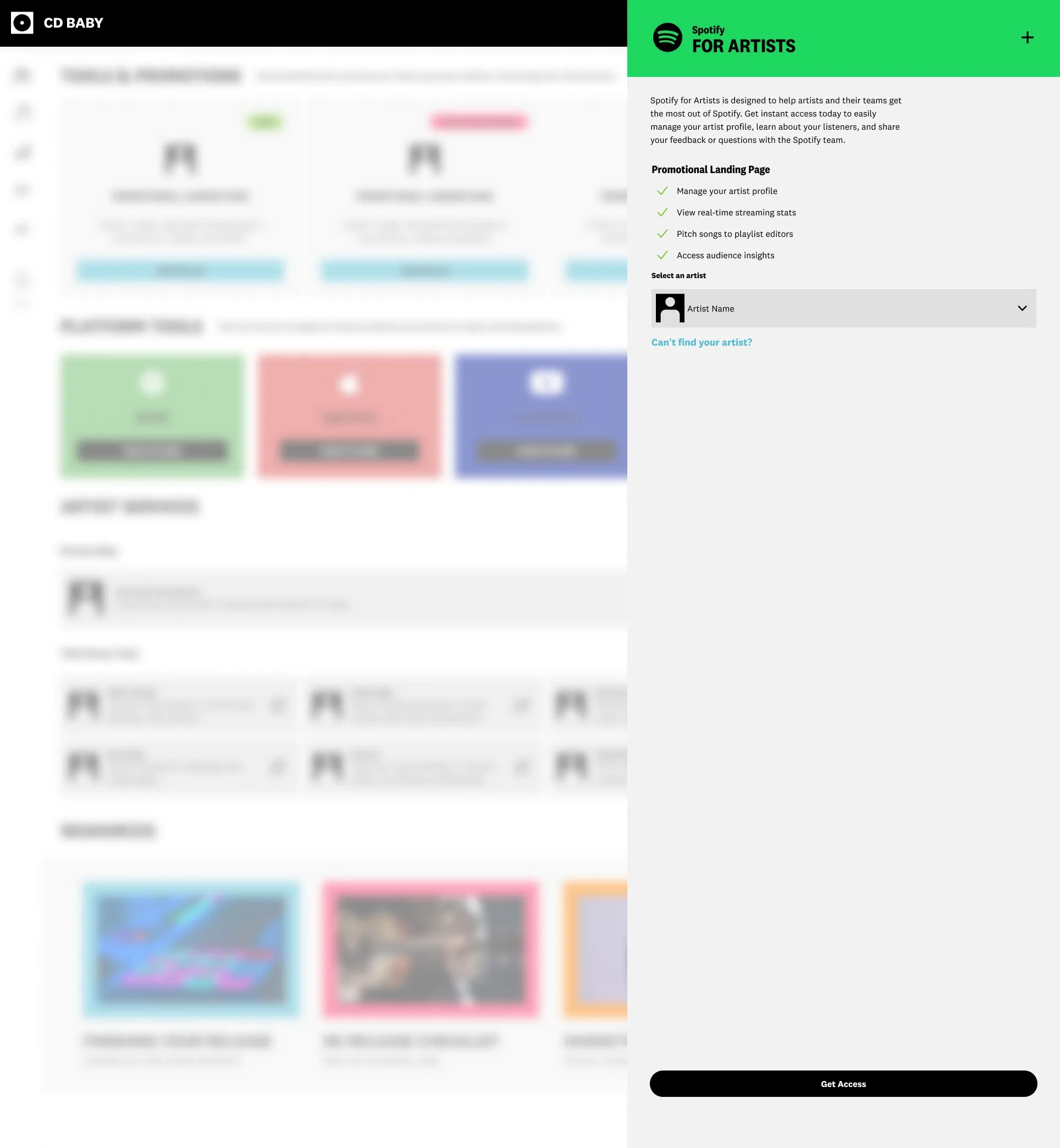 CD Baby: Tools · Spotify for Artists