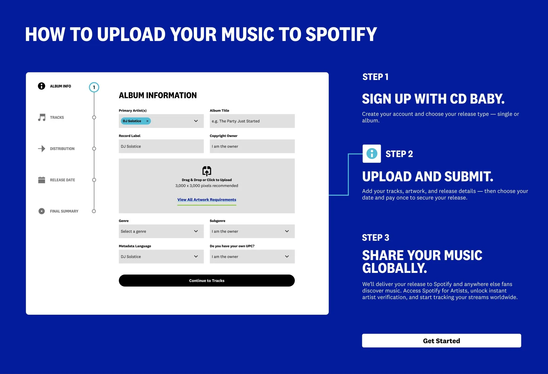 CD Baby design screen