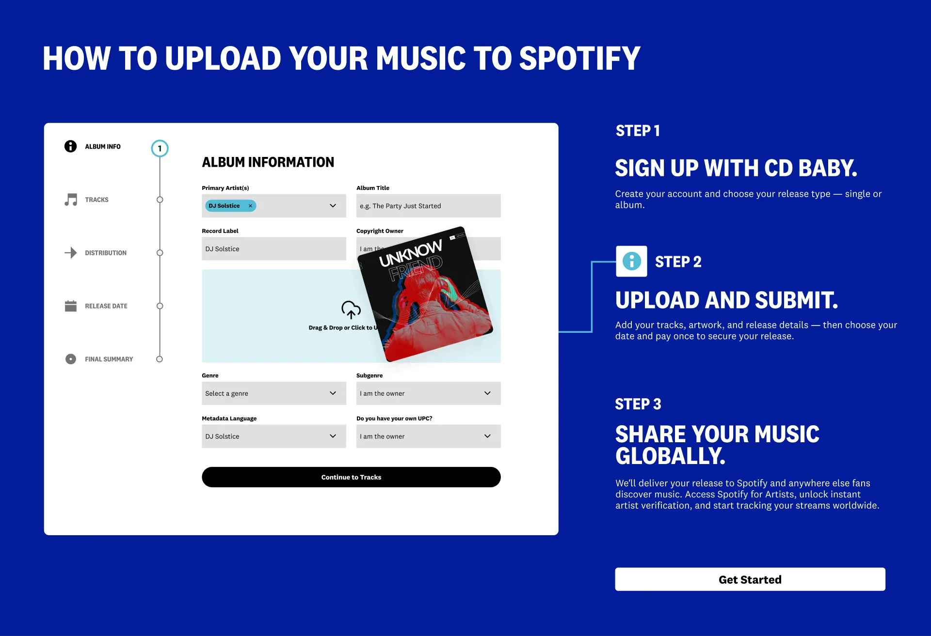 CD Baby: Upload flow · tracks