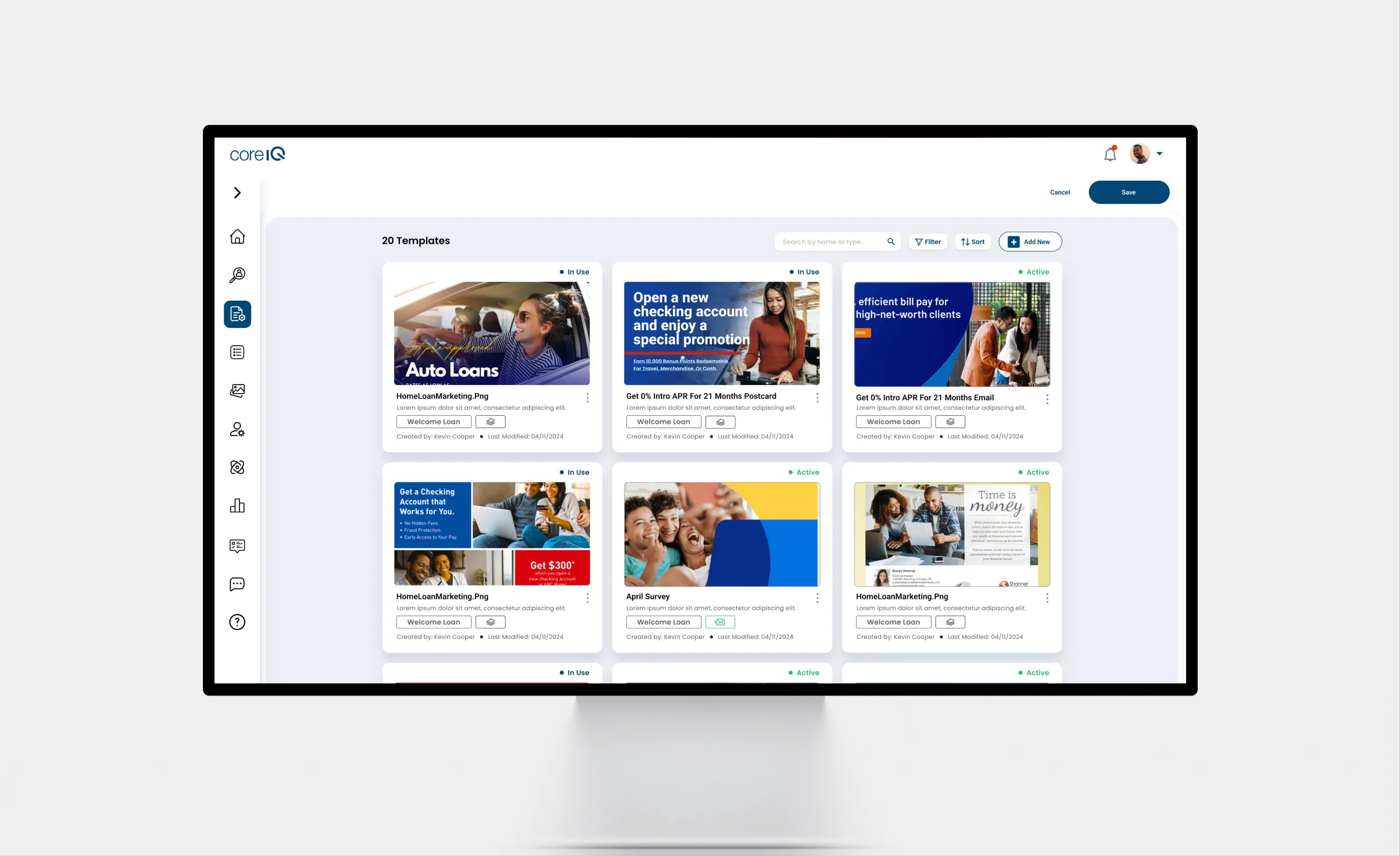 coreIQ: Templates · desktop