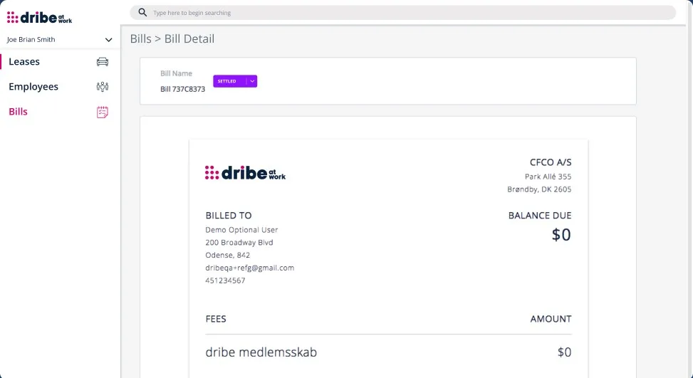 Dribe: Dribe at Work · bills