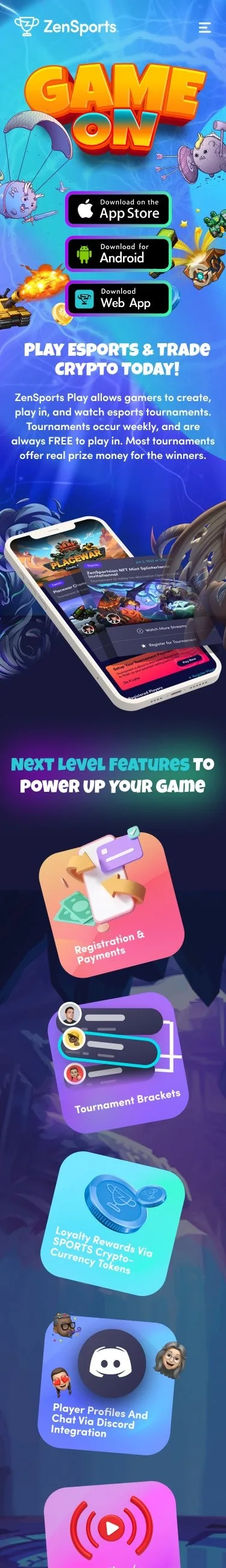 ZenSports → VIP Play: Esports hub · mobile (top)