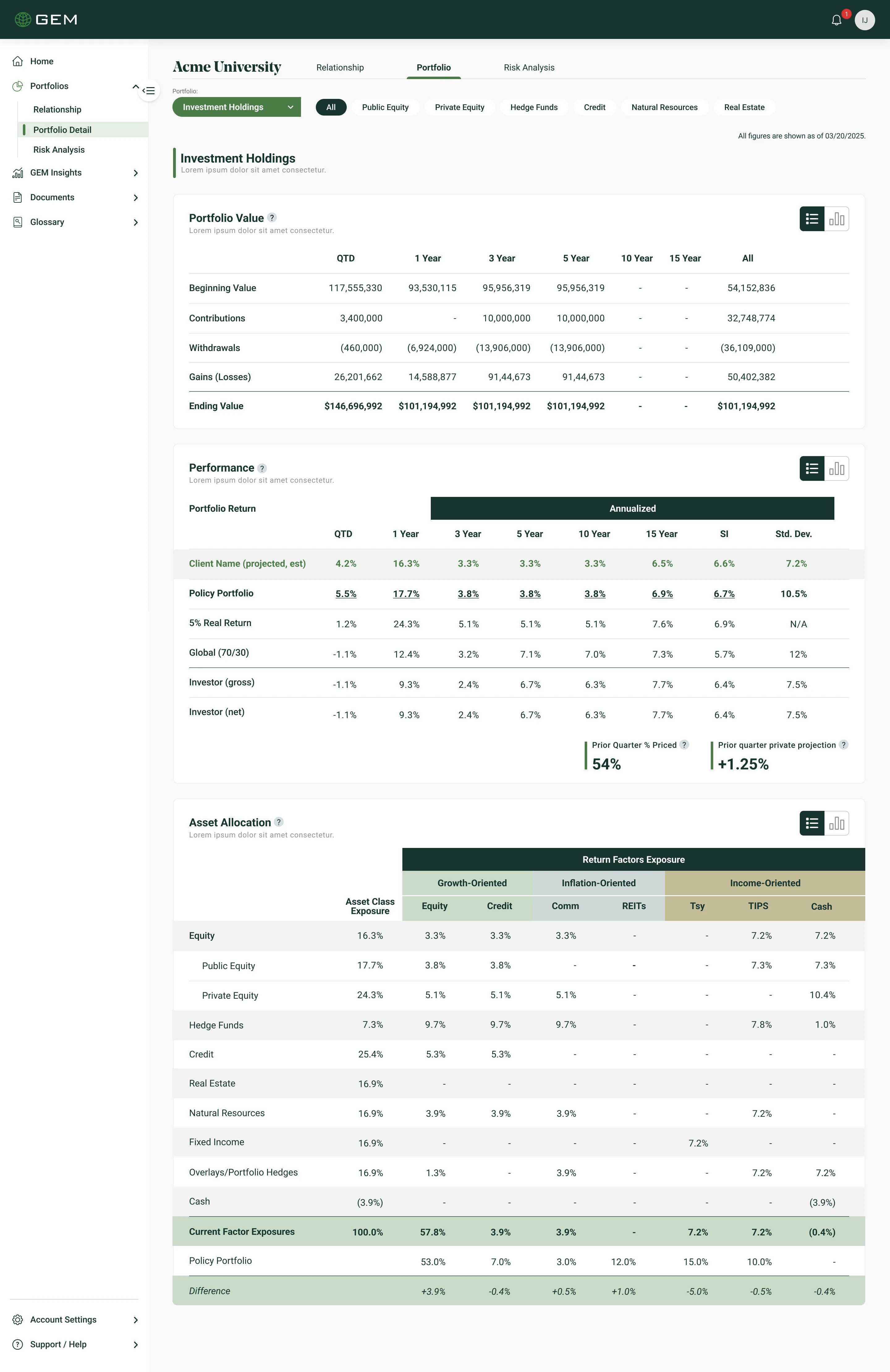 GEM Design System: In context · Portfolio detail