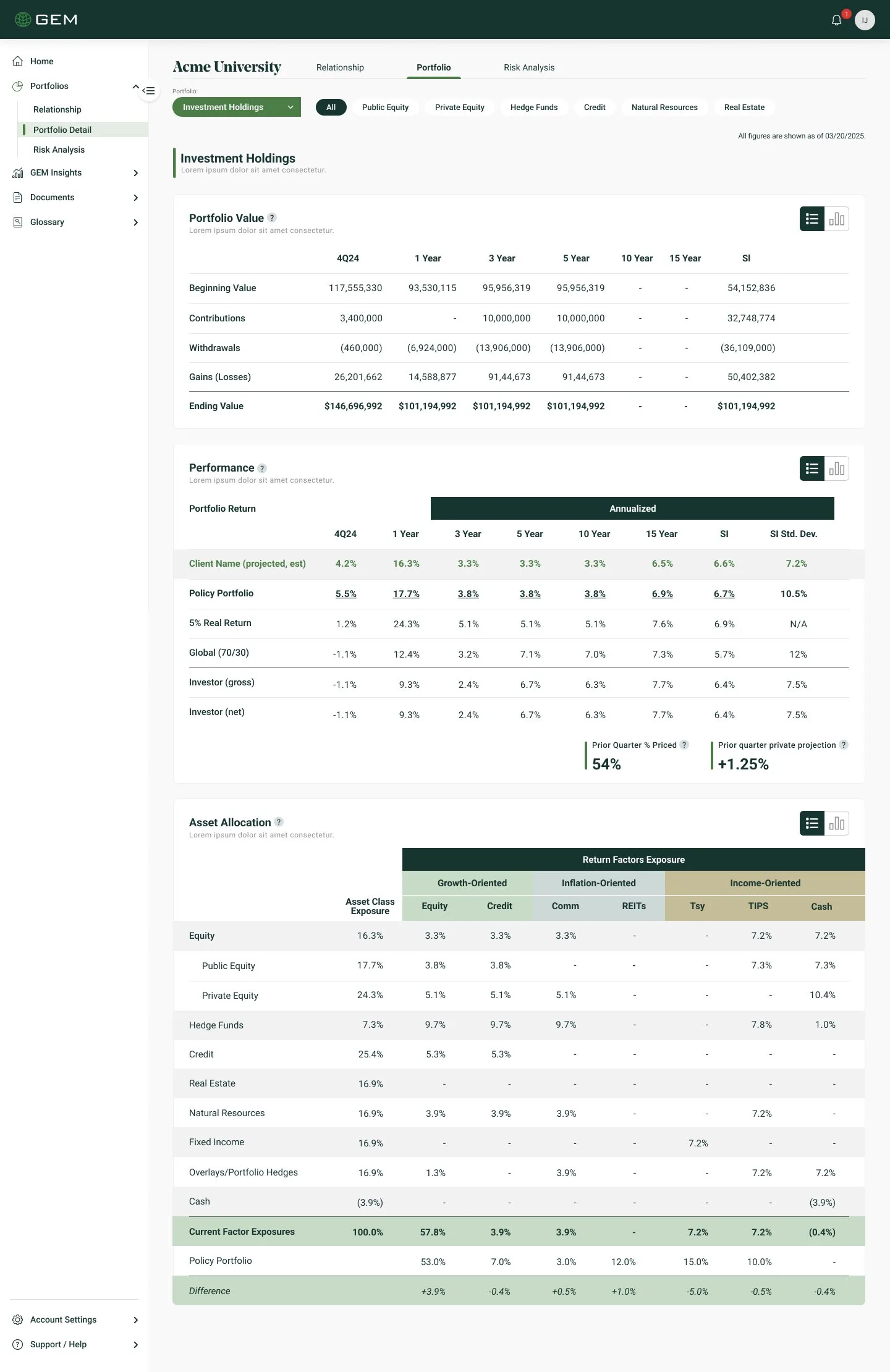 GEM: Portfolio