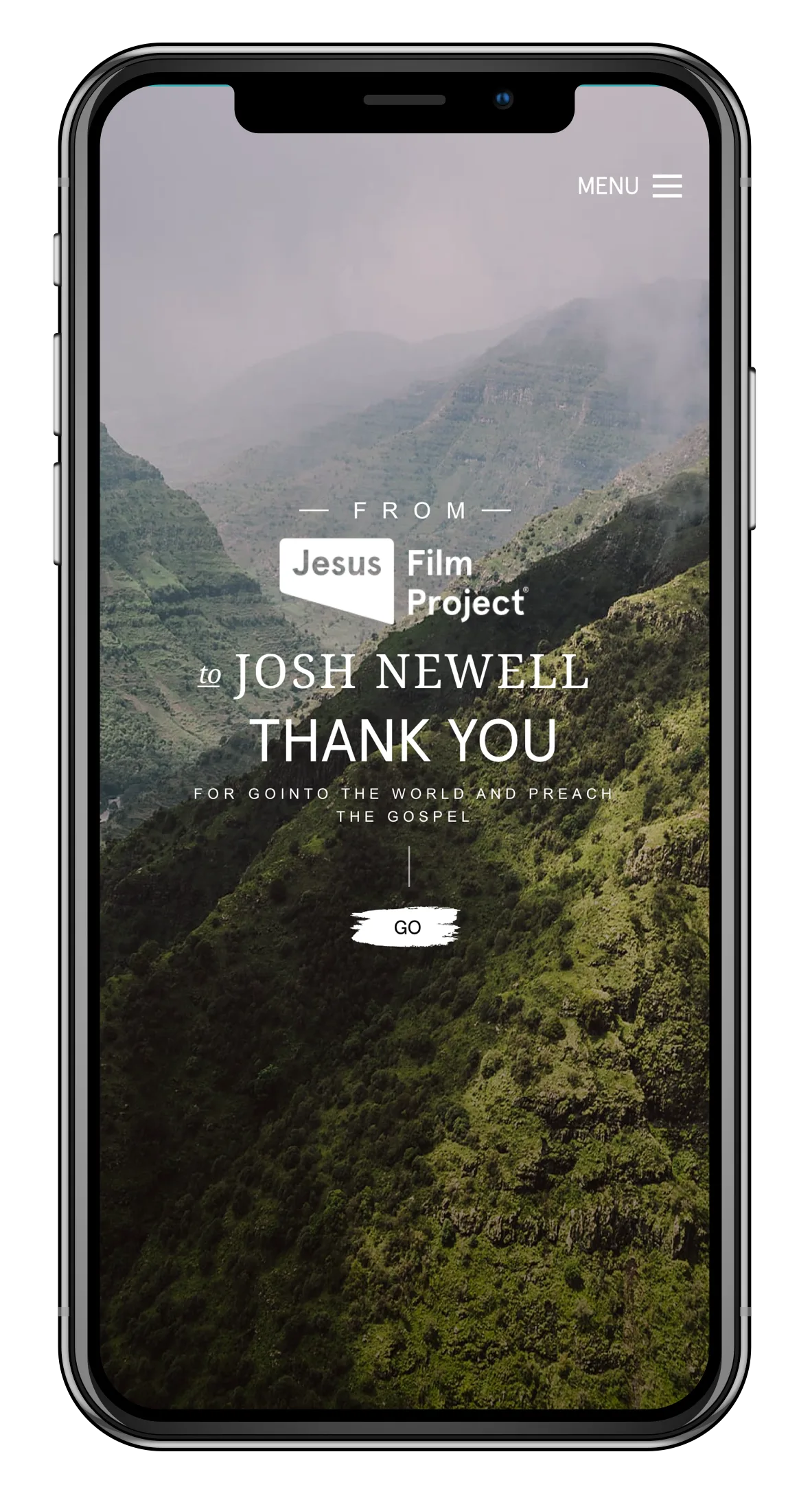 Jesus Film Project: Thank-you screen · mobile