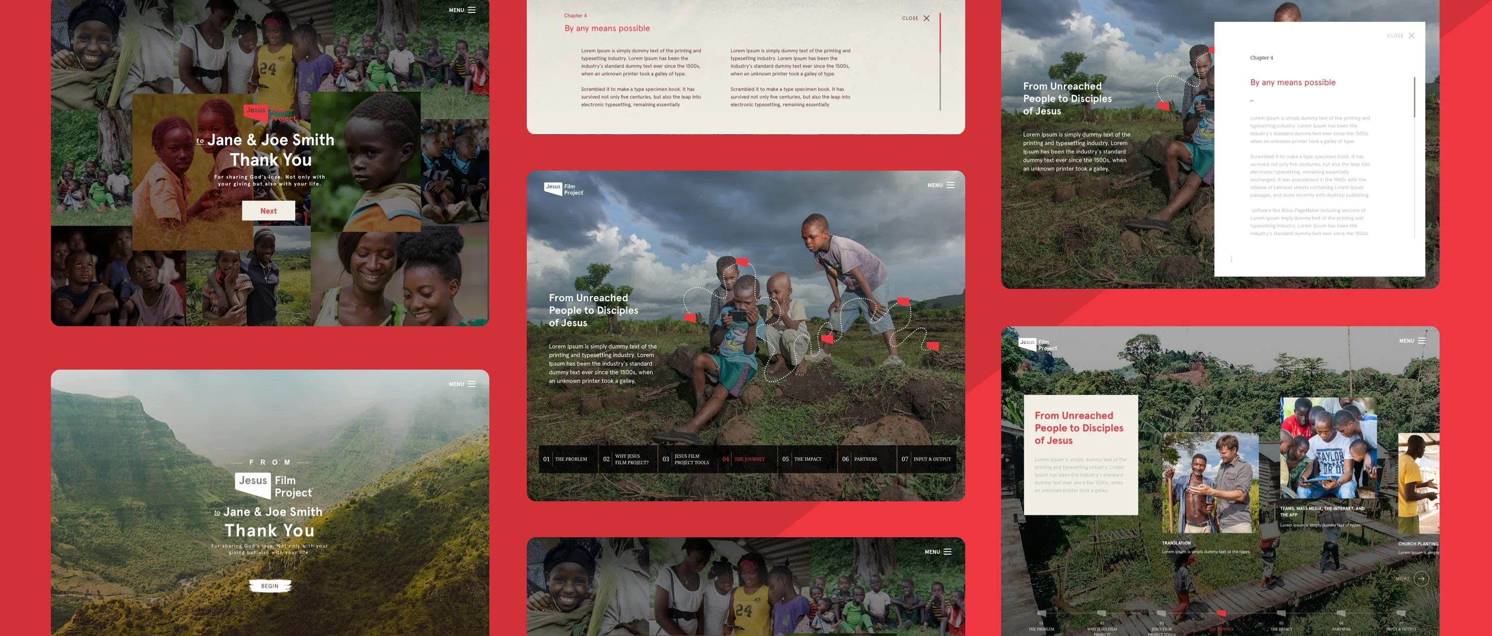 Jesus Film Project: Visual design · web screens