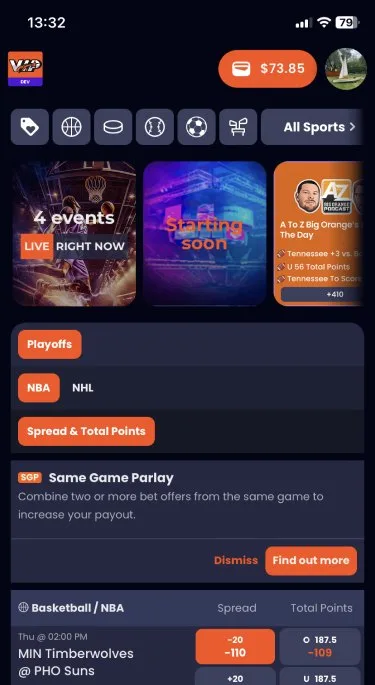 ZenSports → VIP Play: Live app in hand