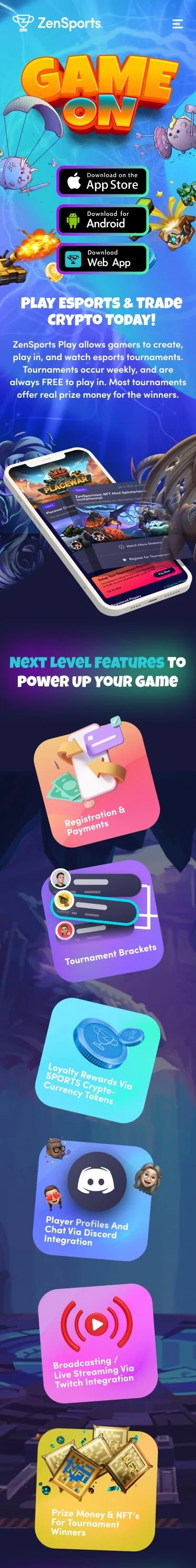ZenSports: Esports hub · mobile · top section