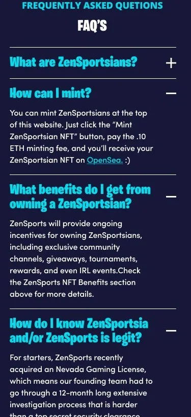 ZenSports: zen nft mobile